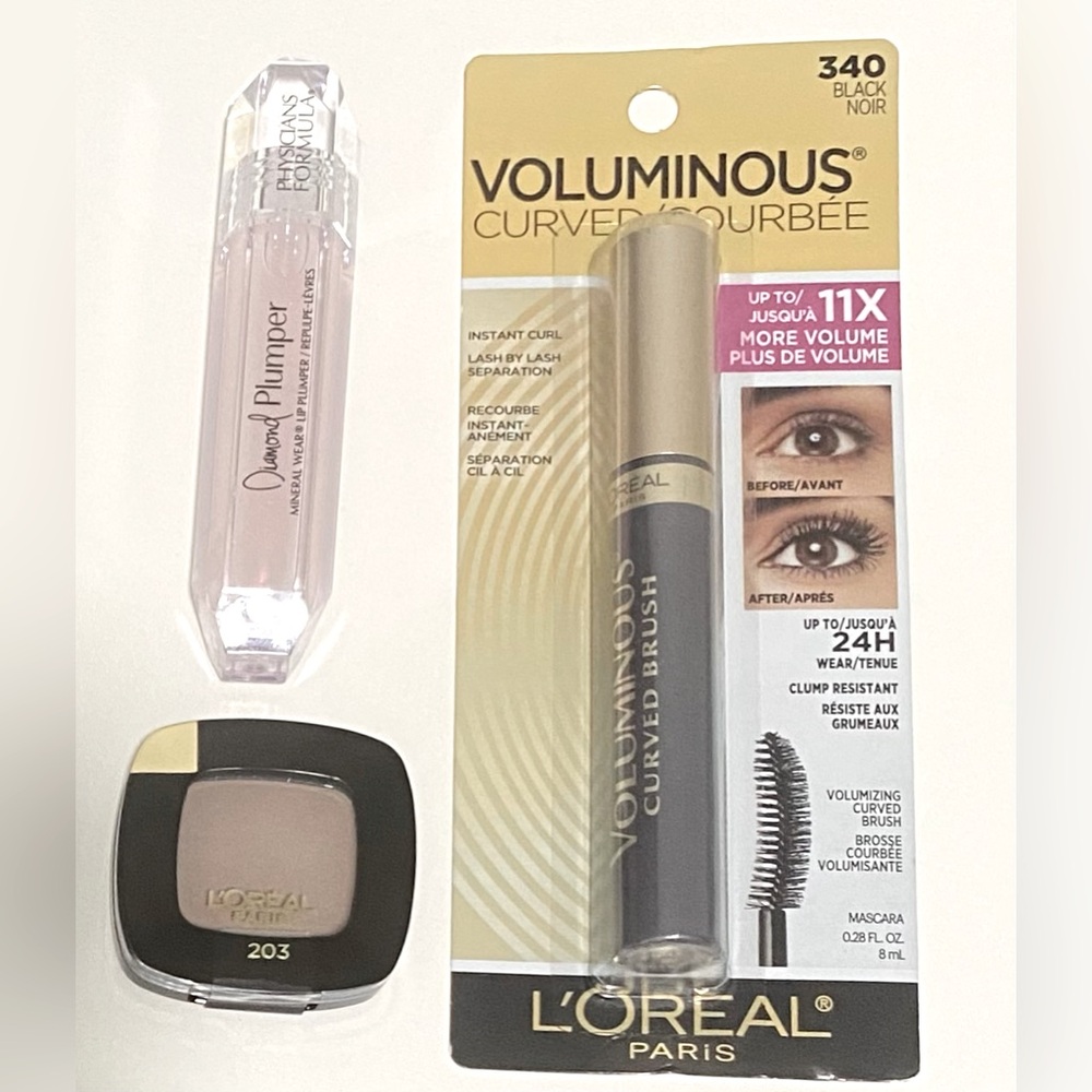 3 Piece Makeup Bundle L’Oréal Eye, Physicians Formula Diamond Lip Plumper NEW!